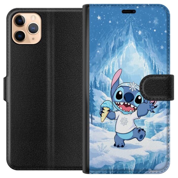 Kompatibel Tegnebogsetui til Apple iPhone 11 Pro Max Blå tegnet fantasifigur med is, snefnug og iset vinterbaggrund blå
