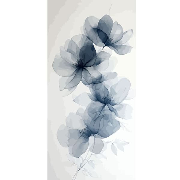 Kompatibel Tegnebogsetui til Apple iPhone 13 Pro Blå transparente blomster med tynde kronblade og elegante botaniske linjer mod en hvid baggrund blå