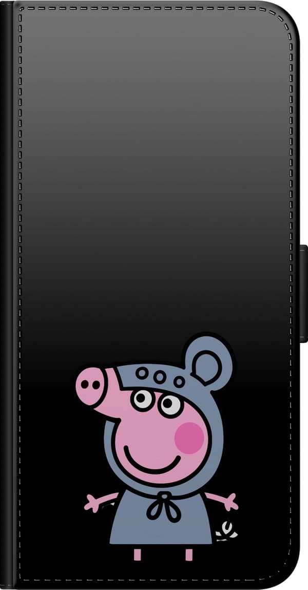 Kompatibel Tegnebogsetui til Xiaomi Redmi Note 8 Pro  Musegris - Gråt motiv med tegnet gris i musekostume. grå