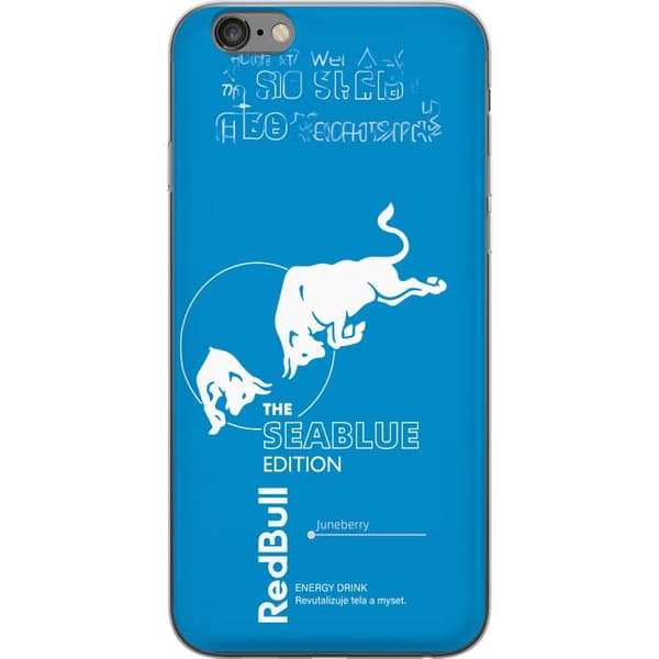 Kompatibelt Mobildeksel til Apple iPhone 6s Plus Blå energidrikk design med minimalistisk oksegrafikk og moderne typografi blå