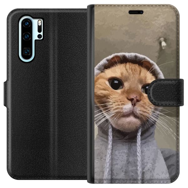 Kompatibelt Lommeboketui til Huawei P30 Pro Katt Genser