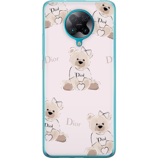 Xiaomi Poco F2 Pro Gennemsigtig cover Teddy Dior Vibes - luksuriøs bamse i modetil