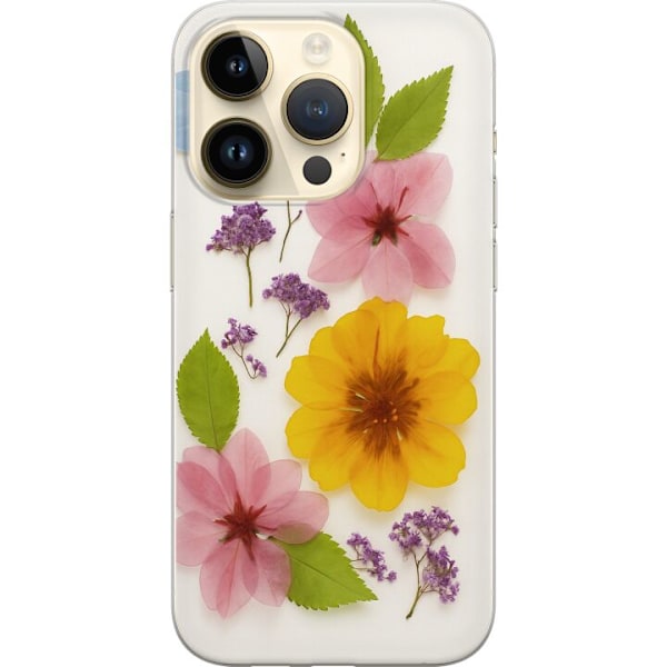 Apple iPhone 14 Pro Gennemsigtig cover Pressede blomster