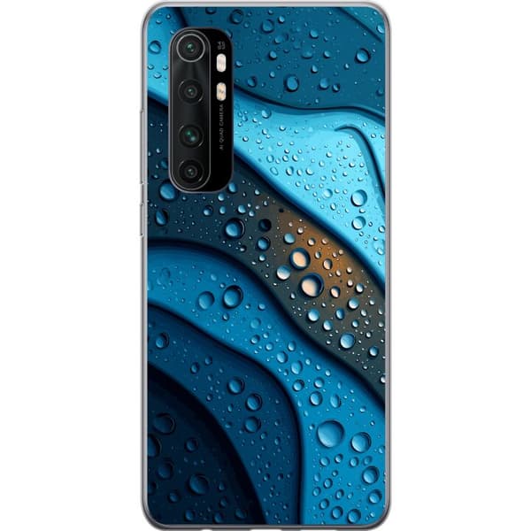 Kompatibelt Mobildeksel til Xiaomi Mi Note 10 Lite Blå abstrakte bølger med glitrende vanndråper i moderne grafisk design blå