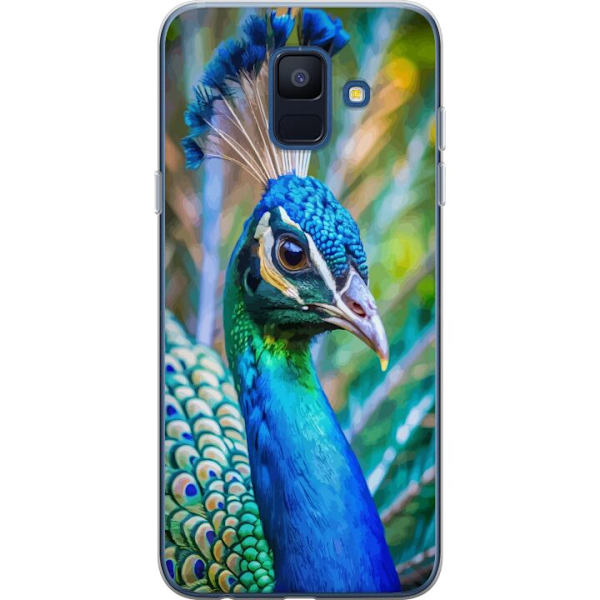 Samsung Galaxy A6 (2018) Läpinäkyvä kuori Pavun Sulat Värikäs Design Lintuaihe Eksoottinen Graafinen Suunnittelu Luonto Ylellinen Koristelu