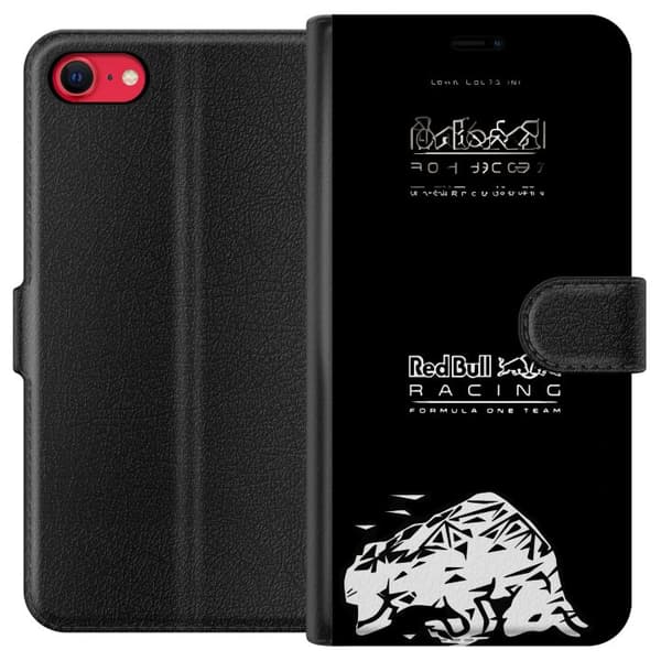 Kompatibel Tegnebogsetui til Apple iPhone SE (2020) Red Bull Racing Formula One Team med minimalistisk sort design sort