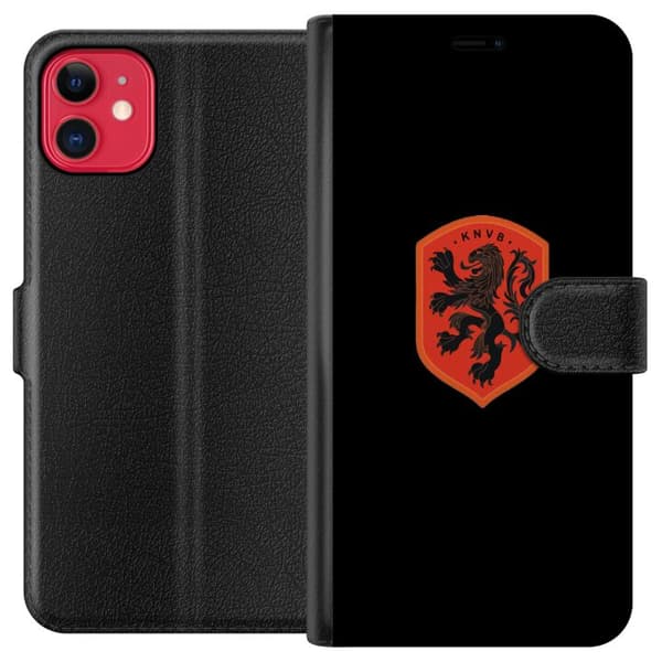 Kompatibel Tegnebogsetui til Apple iPhone 11 Orange skjold med sort heraldisk løve mod sort baggrund sort