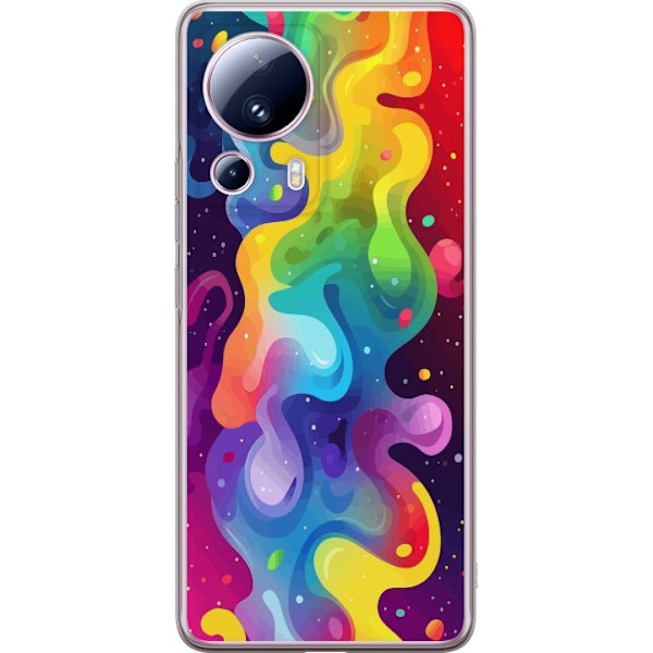 Xiaomi 13 Lite Genomskinligt Skal Color Splash Abstrakt Konst Design Färgstarkt Mönster Modern Populär Väggkonst Grafiskt Trend