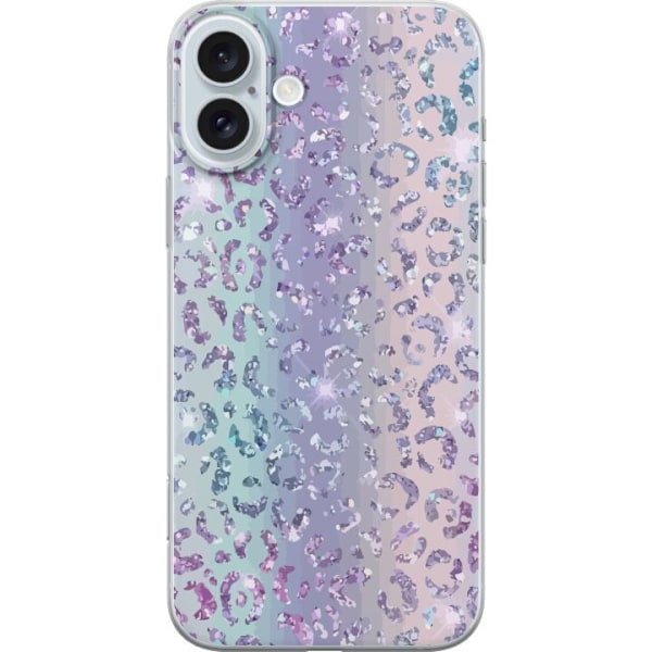 Apple iPhone 16 Plus Gjennomsiktig deksel Glitter Leopard