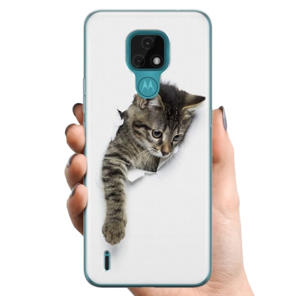 Motorola Moto E7 TPU Mobilskal Curious Kitten