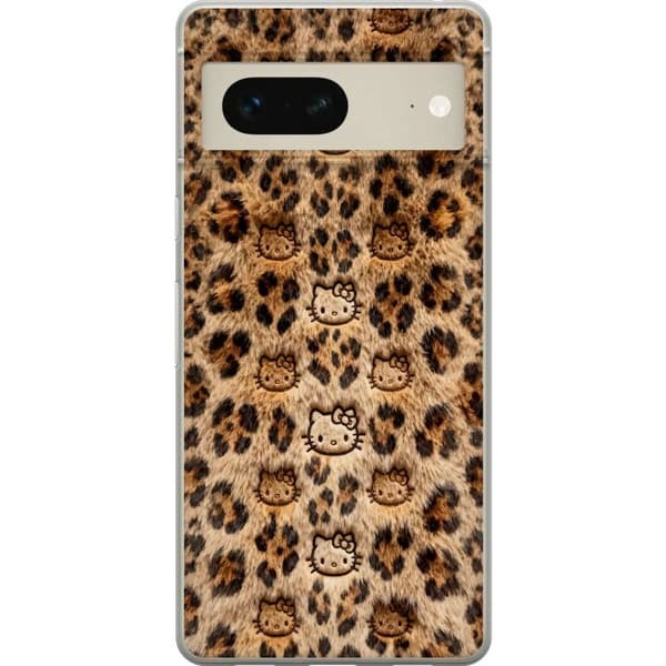 Kompatibelt Mobildeksel til Google Pixel 7 Søtt leopardmønster med katteansikter i leken design brun