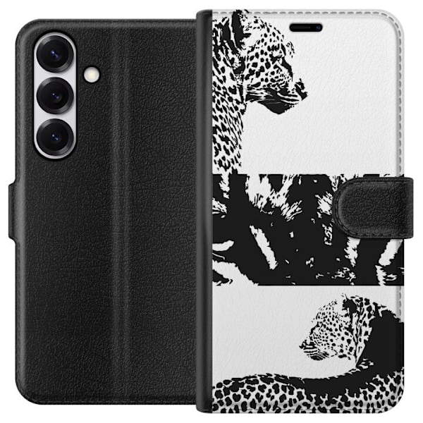 Samsung Galaxy S25 Plånboksfodral Leopard Faces – trendigt