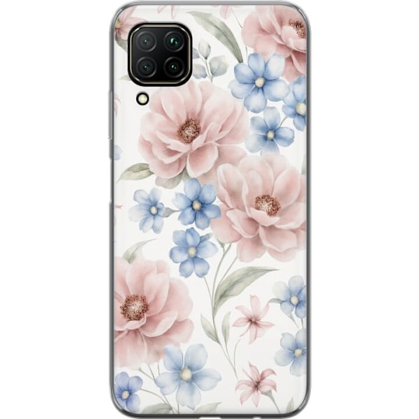 Huawei P40 lite Genomskinligt Skal Romantiska blommor