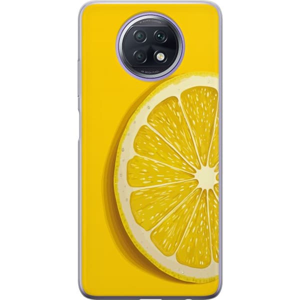 Kompatibelt Mobildeksel til Xiaomi Redmi Note 9T Nærbilde av en frisk sitronskive på gul bakgrunn gul