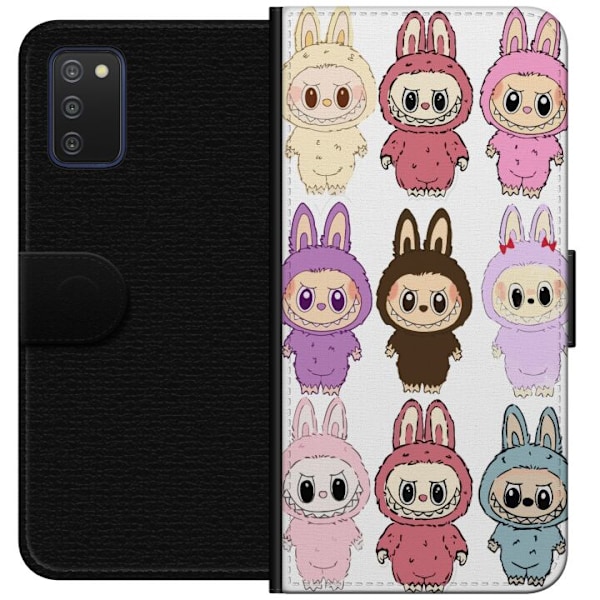Samsung Galaxy A03s Tegnebogsetui Labubu Pink Monster - Popkunst med Kawaii-touch