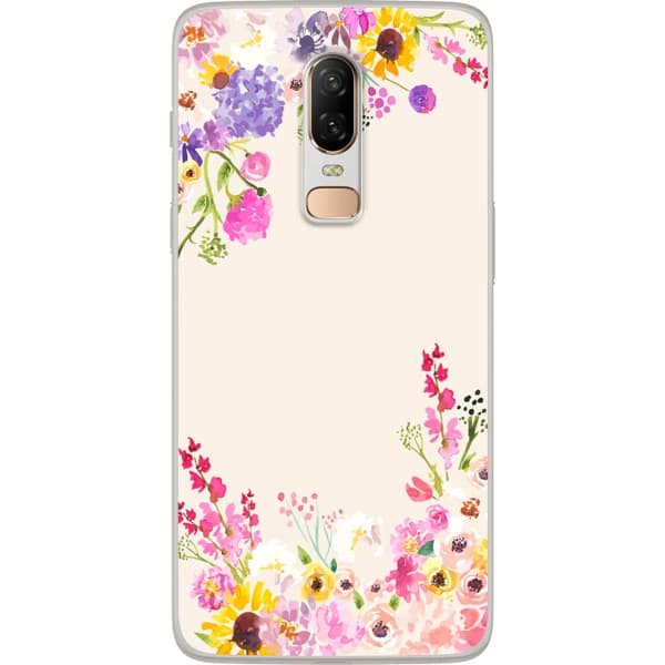 Kompatibelt Mobilskal till OnePlus 6 Blommig akvarellram