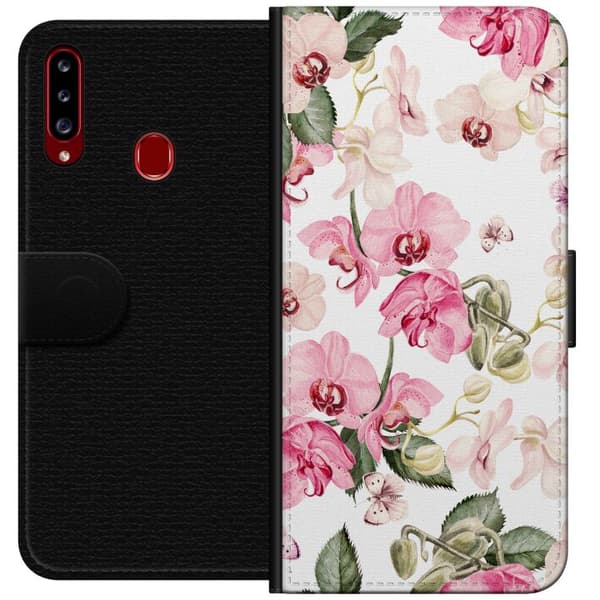 Kompatibelt Plånboksfodral till Samsung Galaxy A20s Blommor