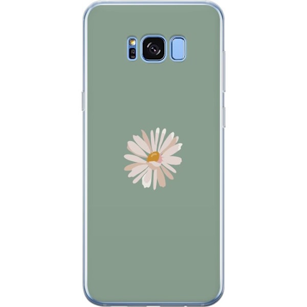 Samsung Galaxy S8+ Genomskinligt Skal Grön Minimalblomma – stilren blomma på grön bakgrund