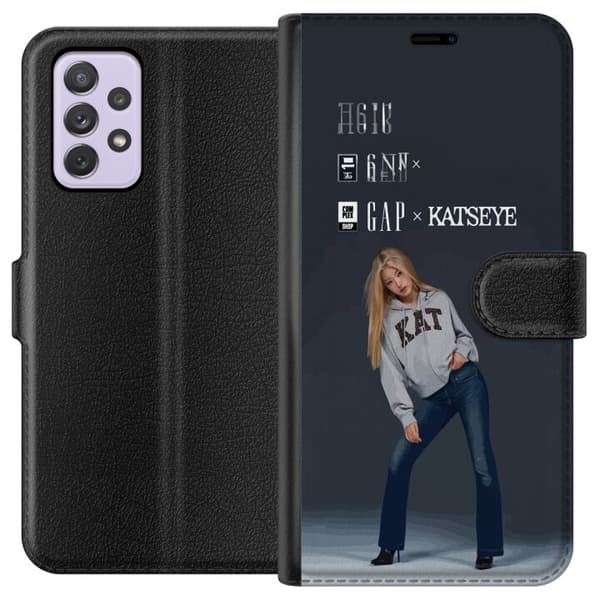 Kompatibelt Plånboksfodral till Samsung Galaxy A52s 5G KATSEYE blond modebild grå