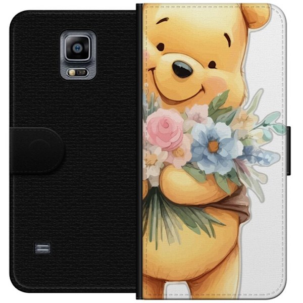 Samsung Galaxy Note 4 Lompakkokotelo Nalle Puh kukkien kanssa