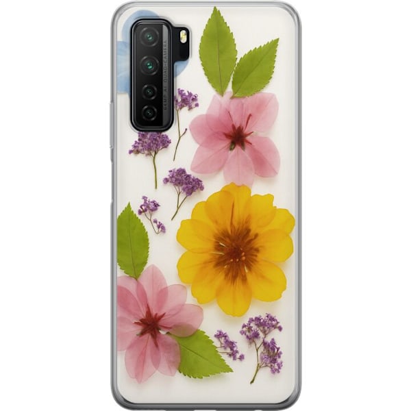 Huawei P40 lite 5G Genomskinligt Skal Pressade blommor
