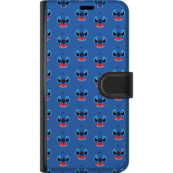 Kompatibel Tegnebogsetui til Xiaomi Redmi Note 9 Sømløst mønster med Stitch ansigter på blå baggrund blå