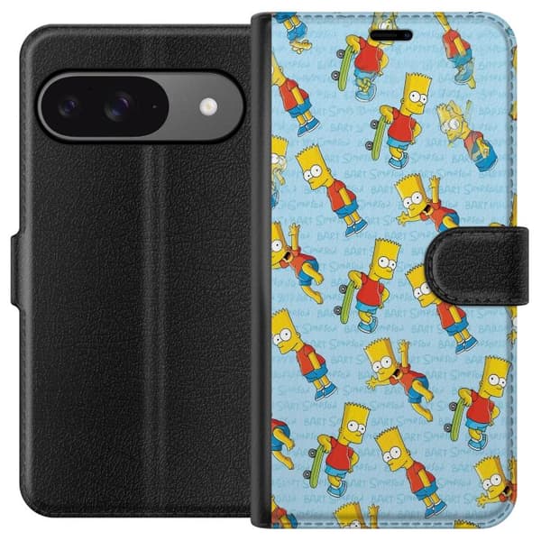 Kompatibelt Plånboksfodral till Google Pixel 9 Mönster med gul tecknad skateboardfigur gul