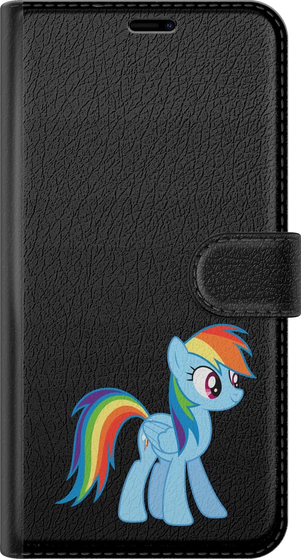 Kompatibel Tegnebogsetui til Apple iPhone 11 Pro Blå regnbuepony - Blåt motiv med blå pony med regnbuemanke. blå