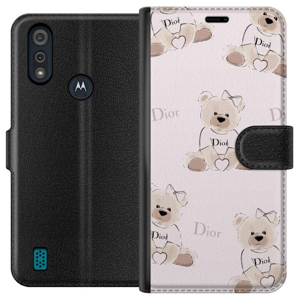 Motorola Moto E6i Tegnebogsetui Teddy Dior Vibes - luksuriøs bamse i modetil
