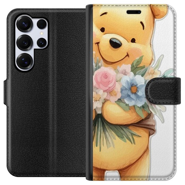 Samsung Galaxy S25 Ultra Lompakkokotelo Nalle Puh kukkien kans