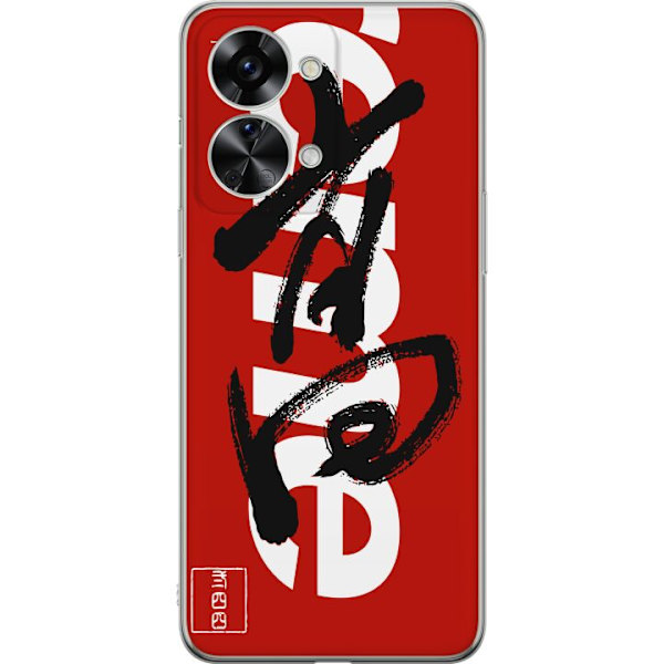 OnePlus Nord 2T Gennemsigtig cover Supreme Rød Graffiti Streetwear Design Modeikon Trend Graffitimønster Populært Urban Streetmode