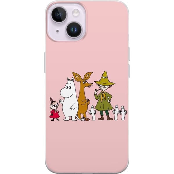 Kompatibelt Mobildeksel til Apple iPhone 14 Plus Flere figurer sammen på rosa bakgrunn