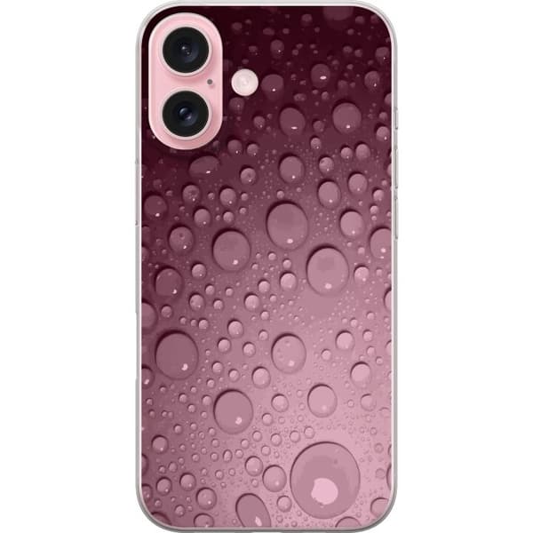 Kompatibelt Mobildeksel til Apple iPhone 16 Abstrakt rosa bakgrunn med realistiske vanndråper rosa