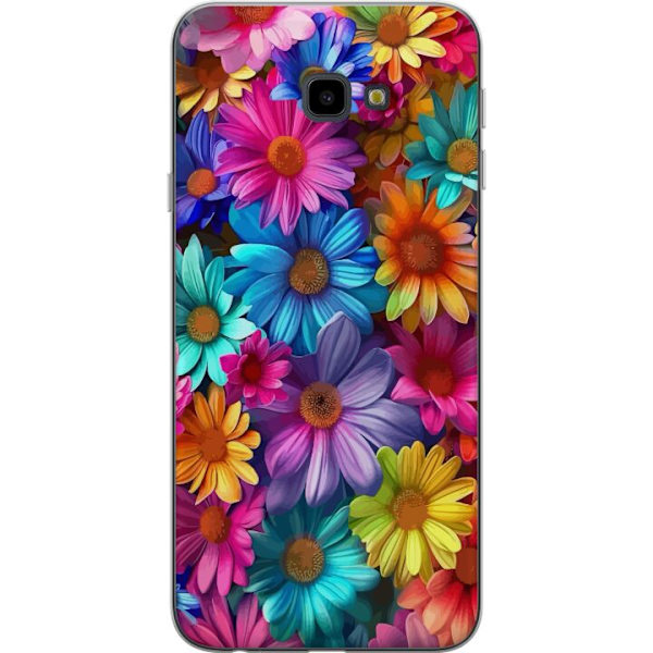 Samsung Galaxy J4+ Genomskinligt Skal Gerbera Blommor Färgglad Dekor Blommotiv Populärt Heminredning Färg Rik Väggkonst Design
