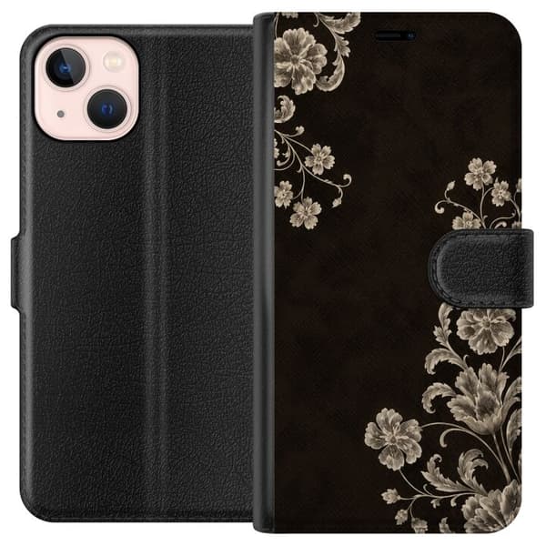Kompatibelt Lommeboketui til Apple iPhone 13 mini Midnattsbotanikk svart