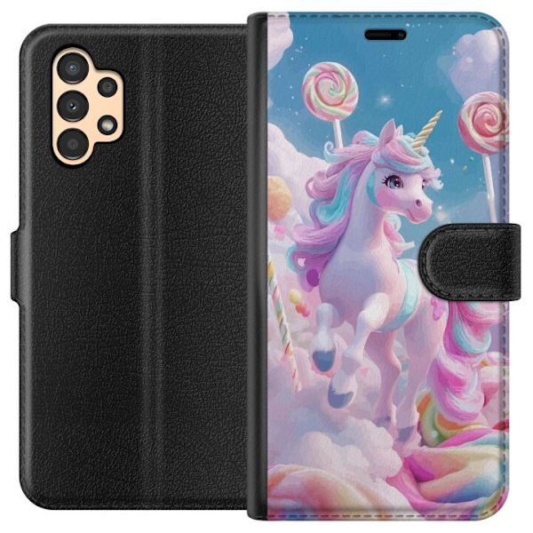 Samsung Galaxy A13 Plånboksfodral Enhörning Candy Pastell Kawaii Motiv Söt Populär Färg Grafiskt Trend Barn Motiv Fantasy Art