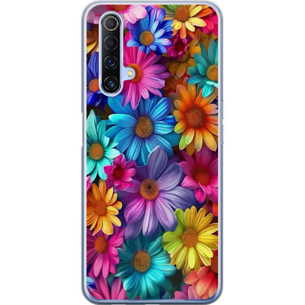 Realme X50 5G Läpinäkyvä kuori Gerbera Kukat Värikäs Koriste Kukka Motiivi Suosittu Kotisisustus Väririkas Seinätaide Suunnittelu
