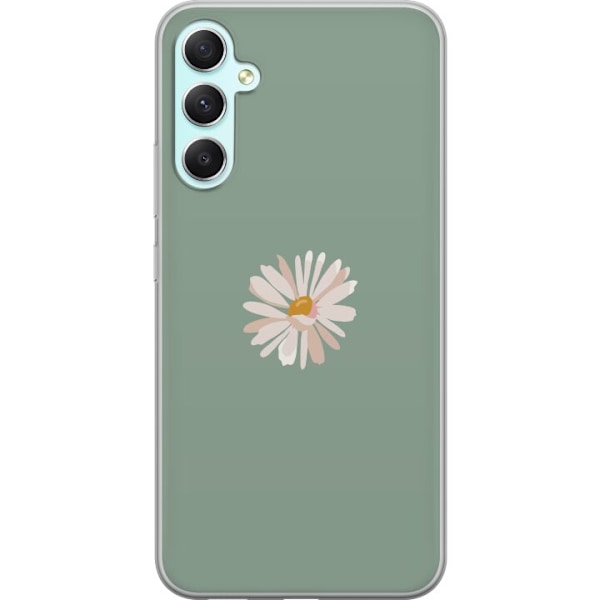 Samsung Galaxy A34 Läpinäkyvä kuori Vihreä Minimalikukka - tyylikäs kukka vihreällä taustalla