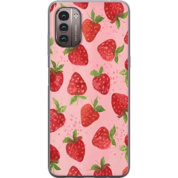 Nokia G21 Genomskinligt Skal Strawberry Dreams – jordgubbsmönster i retrostil