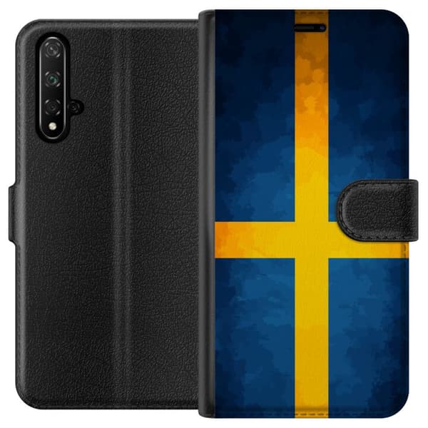 Kompatibelt Lommeboketui til Honor 20 Svenska flaggan blå