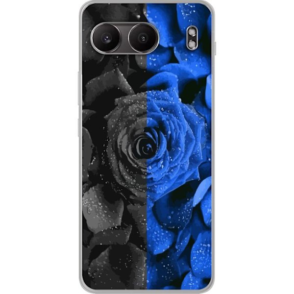 OnePlus Nord 4 Gennemsigtig cover Sort og blå rose