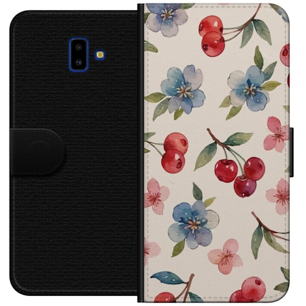 Samsung Galaxy J6+ Tegnebogsetui Bær & Blomster - mønster me