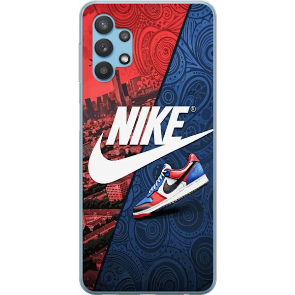Samsung Galaxy A32 5G Genomskinligt Skal Nike Logotyp Röd Blå Sneaker Stil Sport Fashion Populärt Swoosh Motiv Träningskläder Grafisk Ikon