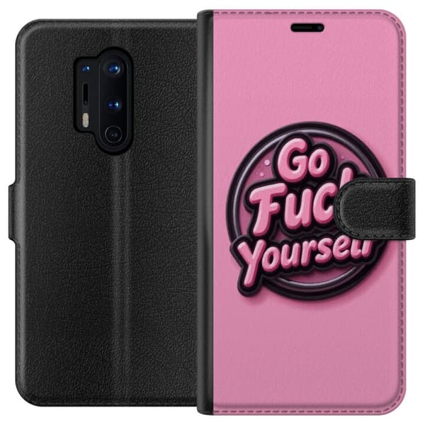 Kompatibel Tegnebogsetui til OnePlus 8 Pro Rosa 3D textposter