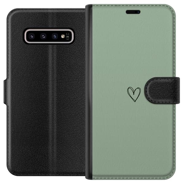 Kompatibelt Lommeboketui til Samsung Galaxy S10+ Hjerte Grønt