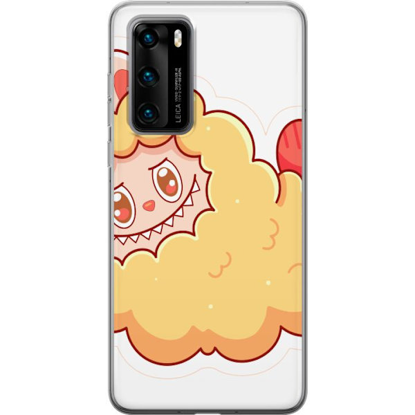Huawei P40 Genomskinligt Skal Labubu Tvättbjörn Pop Mart Figur Samlarobjekt Söt Design Populärt Motiv Art Toy Kreativ Figurserie