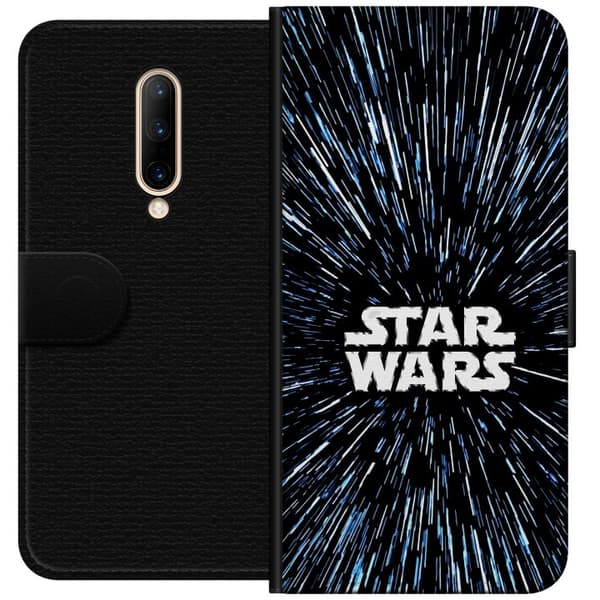 Kompatibel Tegnebogsetui til OnePlus 7 Pro Star Wars-logo med hyperspace-stjerner i ikonisk sci-fi-design sort