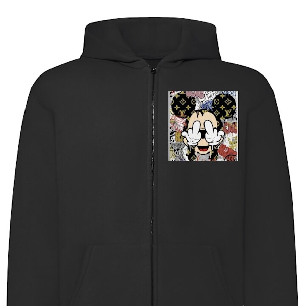 Zip-Hoodie | Huvtröja med Dragkedja för Vuxna Mickey Mouse svart L