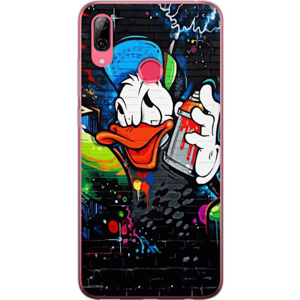 Huawei Y7 (2019) Genomskinligt Skal Kalle Anka Graffiti Disney Design Roligt Barn Motiv Färg Grafisk Populär Serie Ikonisk Disneyfigur