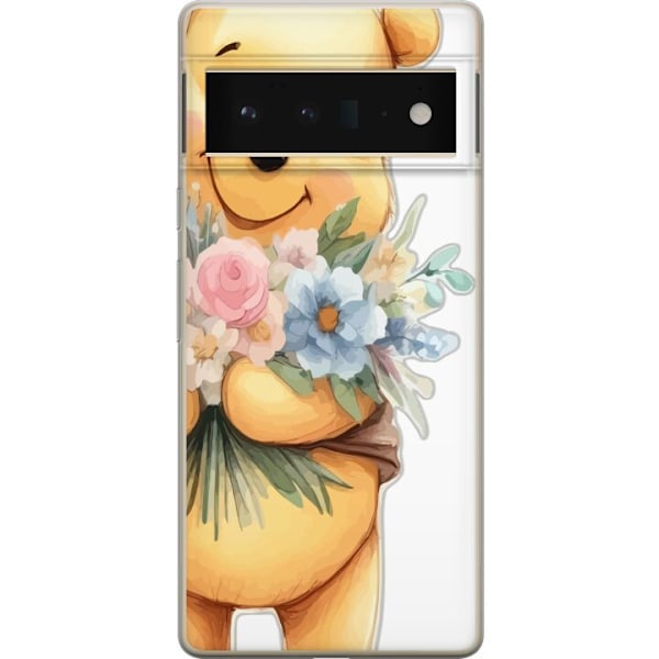 Google Pixel 6 Pro Gennemsigtig cover Nalle Puh med blomster -